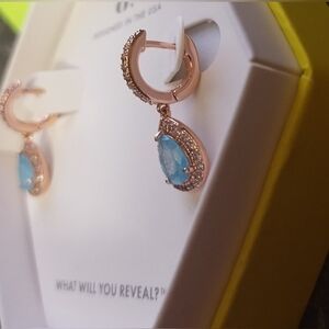 Aquamarine Crystal and Rose Gold Earrings